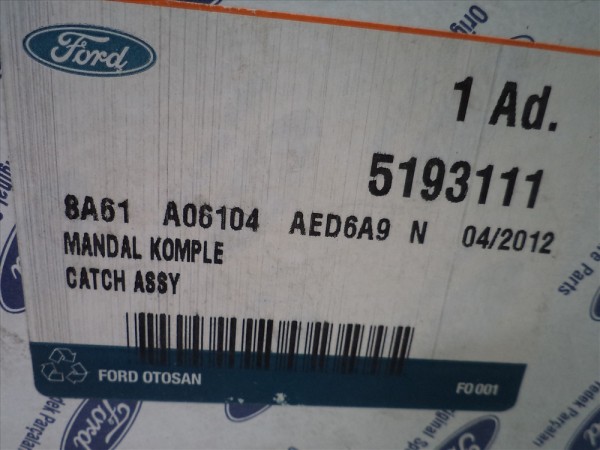 Ford Fiesta Connect Torpido Kilit Mandal Komple Füme 8A61A06104AED6A9 YP (FC-130)