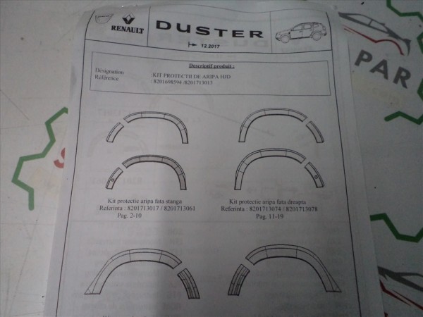 Dacia Duster Çamurluk Genişletme Sensörlü Çamurluk Kaplama Bandı Dodik Takım (eksik) Orjinal 8201713013 YP (GE-120)
