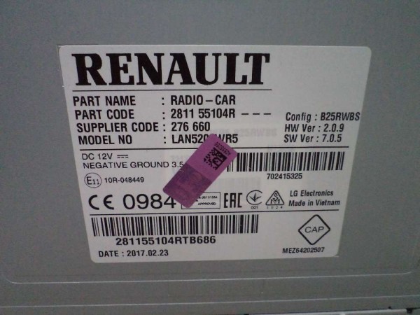 Renault Captur Radio Teyp Ekranlı Orjinal Sıfır 281155104R YP