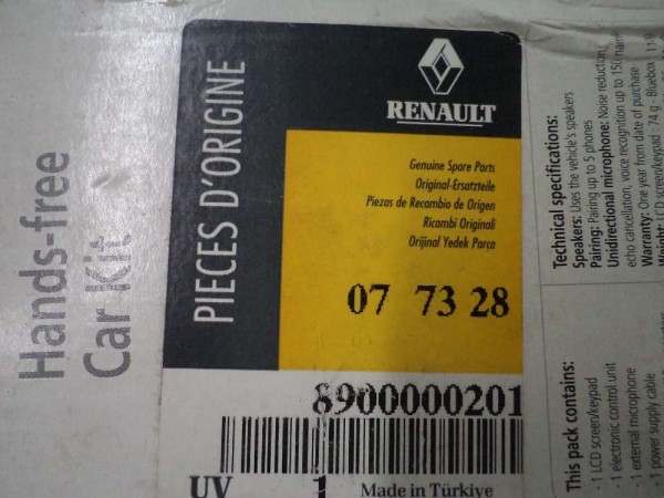 Renault Parrot CK3100 Bluetooth Telefon Kiti Orjinal 8900000201 YP